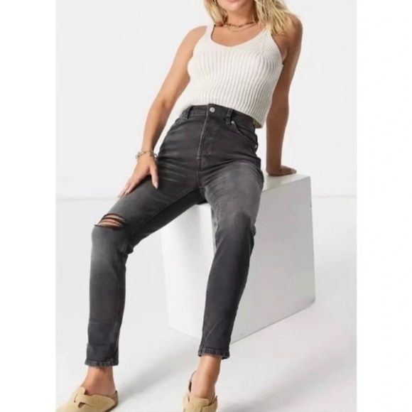 We The Free Denim - We The Free Button Fly Skinny Zuri Mom Jean Women 27 Washed Black